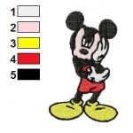 Mickey Mouse Thinking Embroidery Design